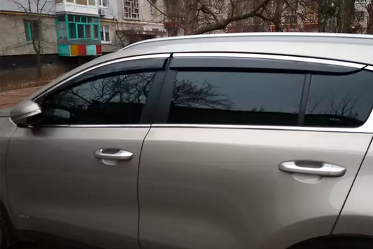 Window deflectors with chrome trim (4 pcs, HIC) for Kia Sportage 2015-2021 - image 1