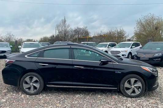 Window deflectors with chrome trim (4 pcs, HIC) for Hyundai Sonata LF 2014-2019 - image 1