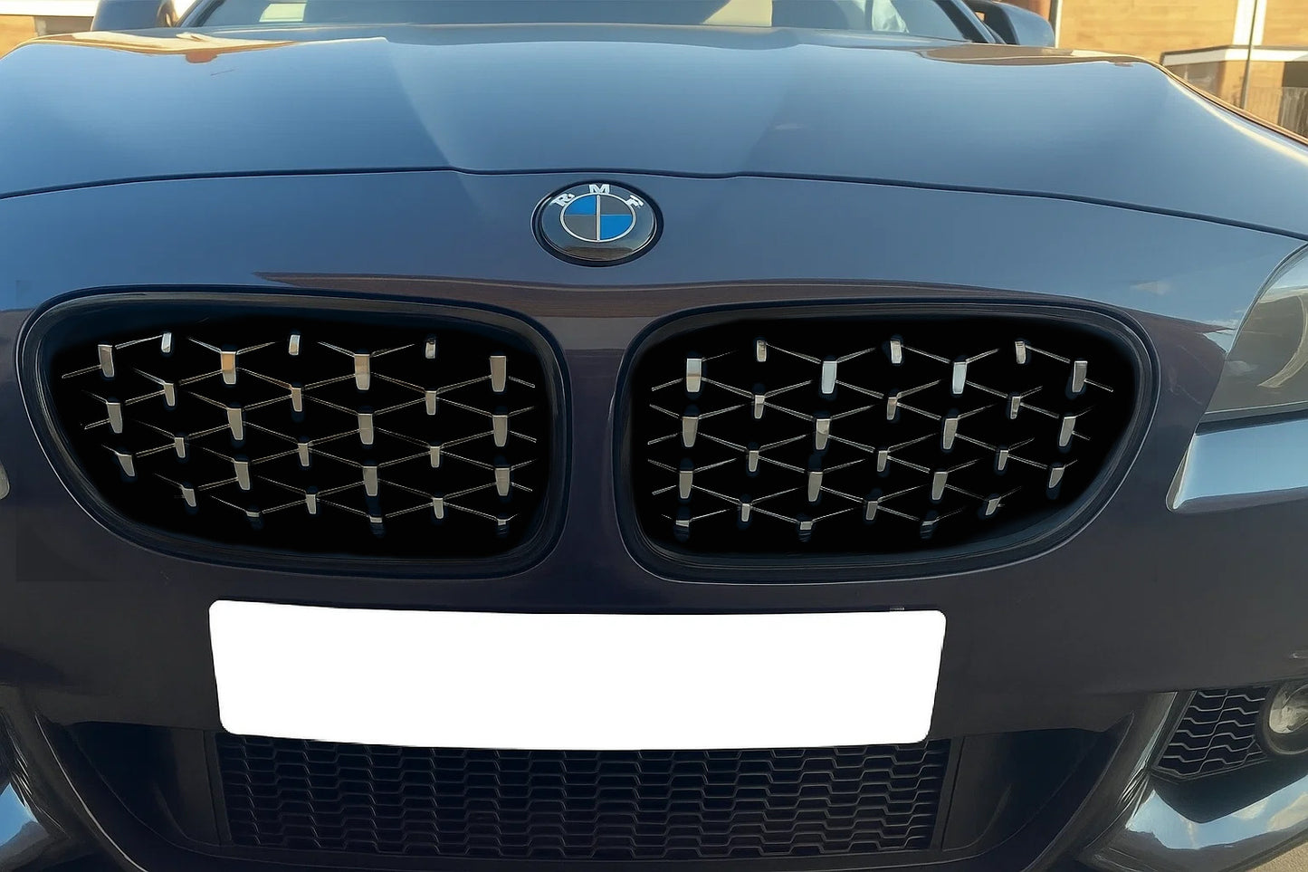 Diamond Silver Grille Inserts (black trim) for BMW 5 Series F10/F11 2010–2016 - image 1