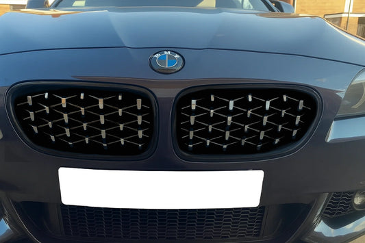 Diamond Silver Grille Inserts (black trim) for BMW 5 Series F10/F11 2010–2016 - image 1