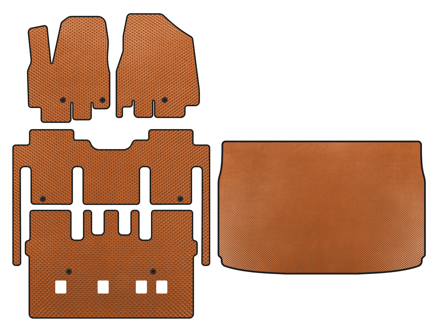 EVA floor mats (full interior, 8-seater, Orange) for Kia Sedona 2014-2020 - image 1
