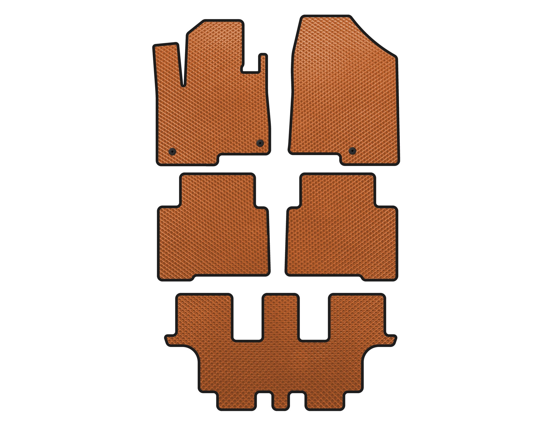 EVA Floor Mats (3 Rows, for Grand, Orange) for Hyundai Santa Fe 4 2018-2023 - image 1