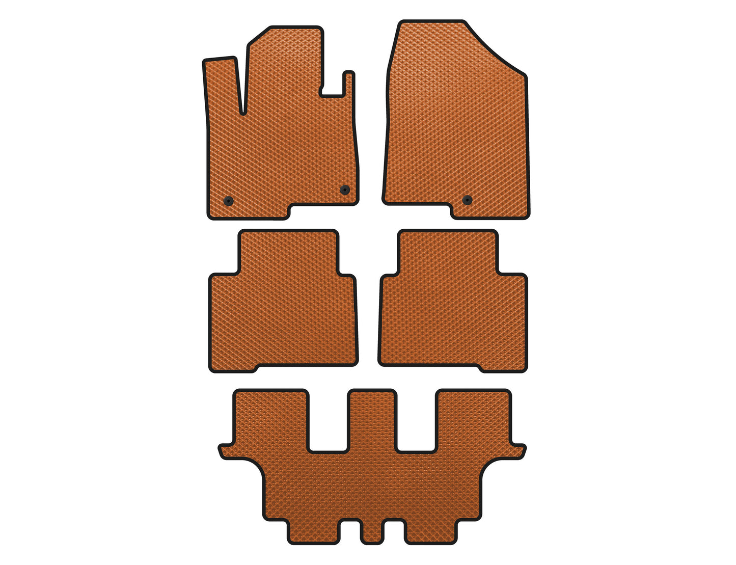 EVA Floor Mats (3 Rows, for Grand, Orange) for Hyundai Santa Fe 4 2018-2023 - image 1