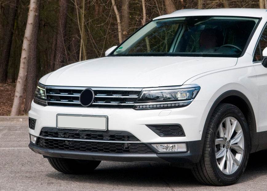 Covers for the edge of the grille and headlights 2016-2020 (3 pcs., stainless steel) for Volkswagen Tiguan 2016-2023 - Reelken Auto
