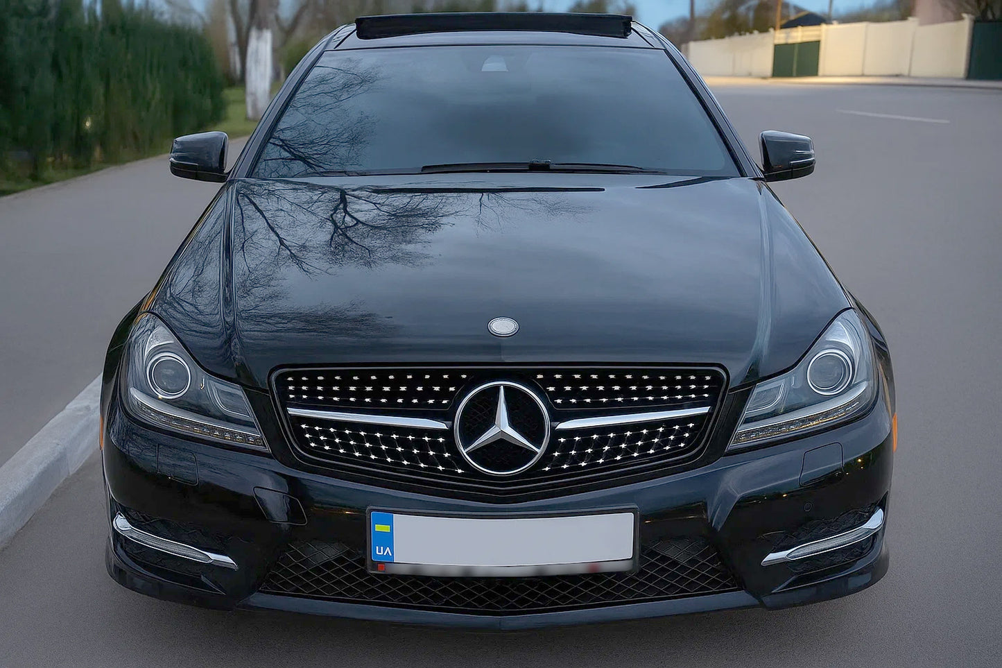 Front Grille Diamond Black for Mercedes C-class W204 2007-2015 - image 1
