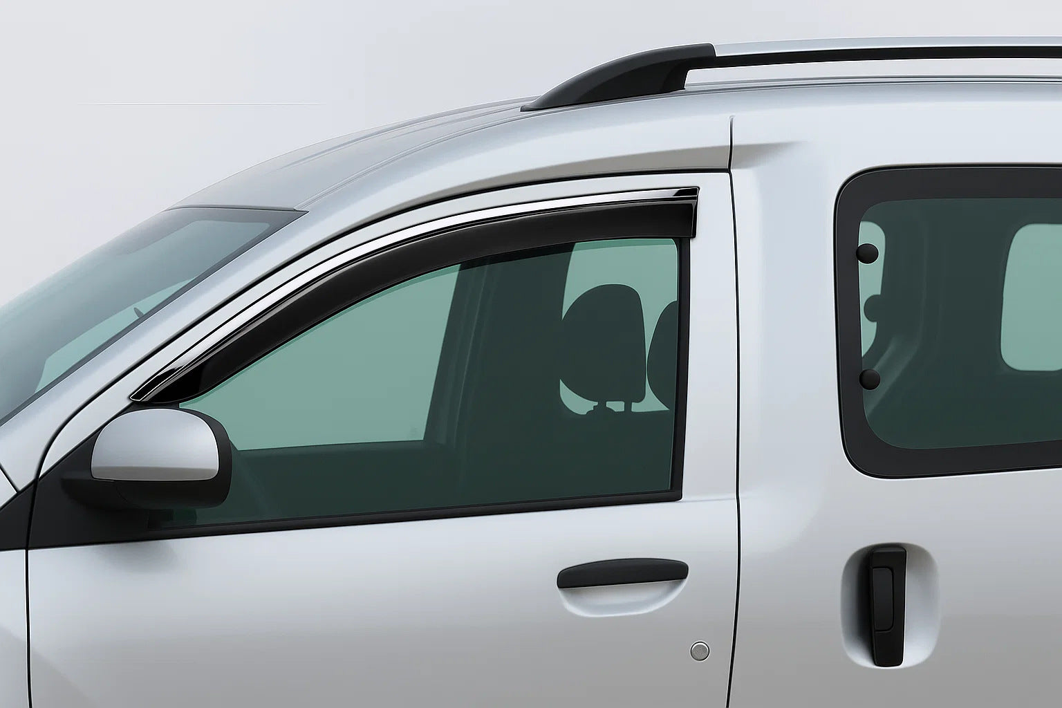Window Deflectors with Chrome Trim Niken Luxury (2 pcs) for Dacia Dokker 2013-2022 - image 1