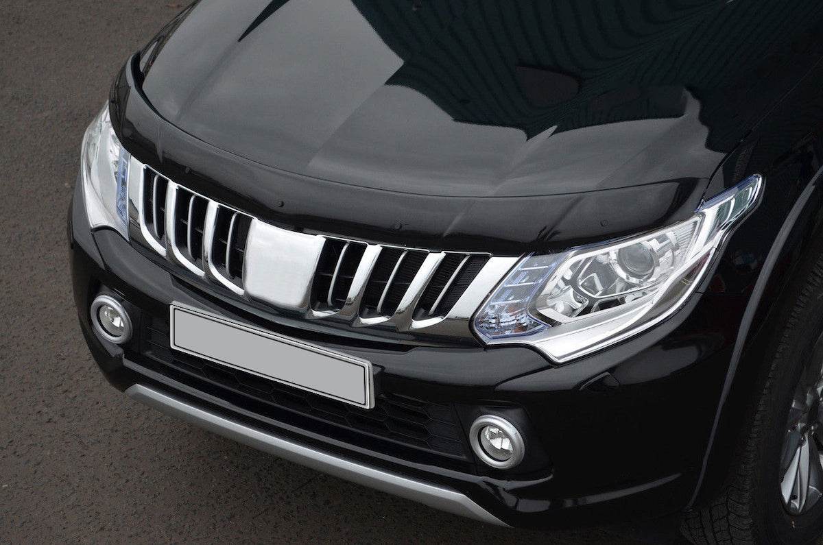 The hood deflector (2015-2019, EuroCap) for Mitsubishi L200 2015-2024 - Reelken Auto