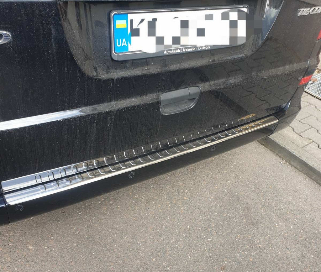 Rear bumper protector with lip (Carmos V2, stainless steel) for Mercedes Viano 2004-2014 - image 2