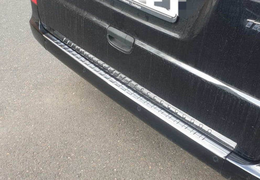 Cover on the rear bumper with a bend (Carmos V2, stainless steel) for Mercedes Viano 2004-2014 - Reelken Auto