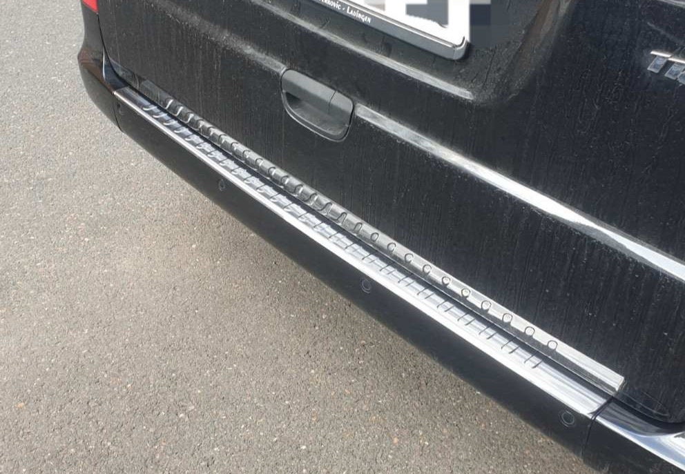 Rear bumper protector with lip (Carmos V2, stainless steel) for Mercedes Viano 2004-2014 - image 1