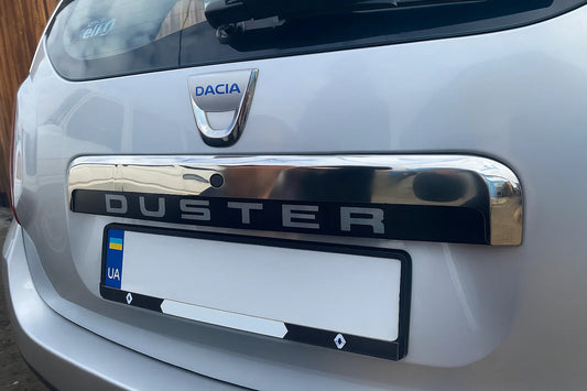 Upper stainless steel trim above license plate for Dacia Duster 2008-2018 - image 1