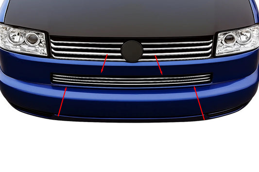 Bumper Grille Inserts Straight Hood (3 pcs, Stainless Steel) for Volkswagen T4 Caravelle/Multivan 1990-2003 - image 1