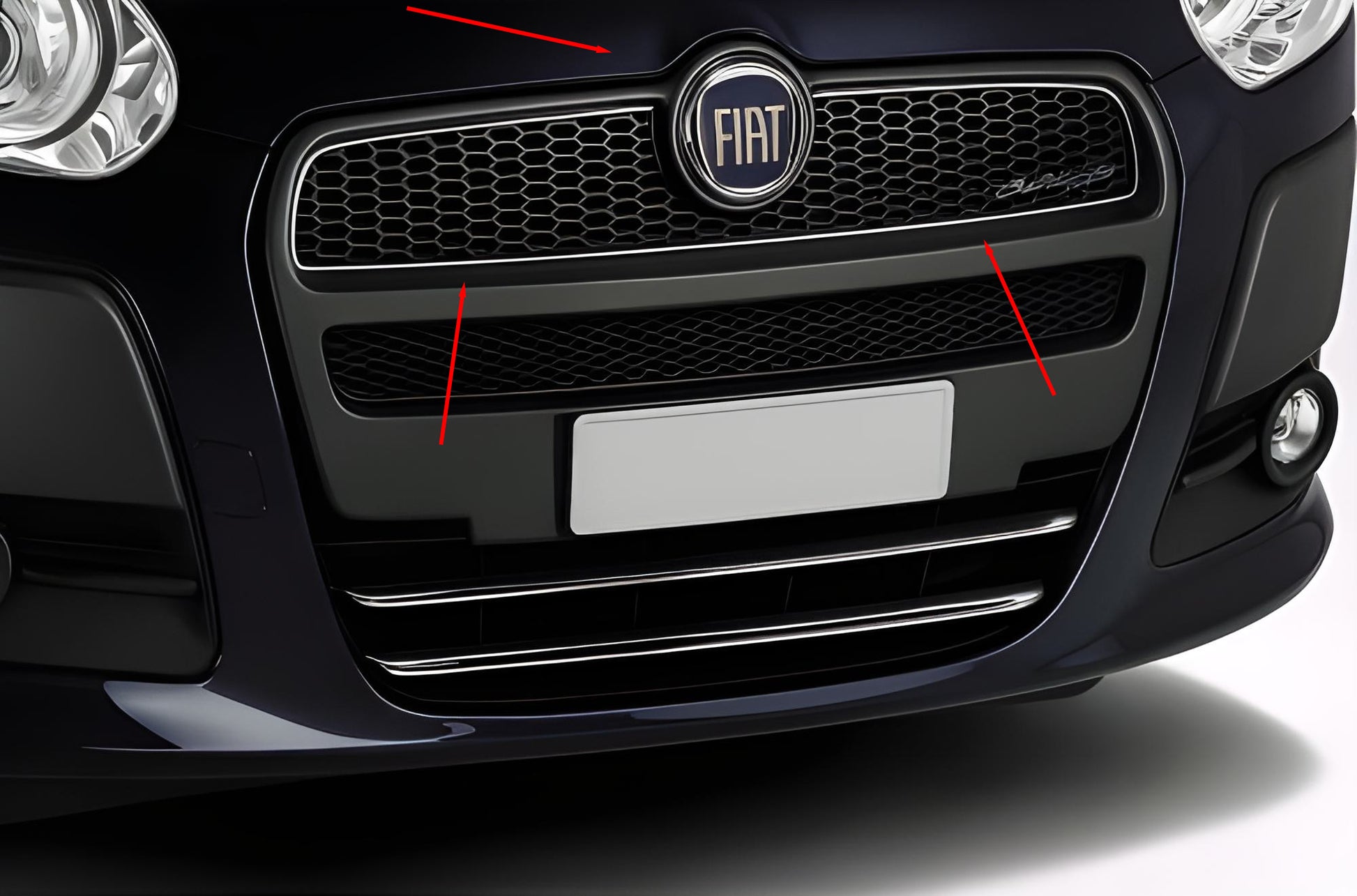 Grille Trim Cover (2010-2015, Upper, Stainless Steel) for Fiat Doblo II 2010-2022 - image 1