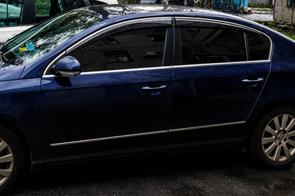 Window Deflectors with Chrome Trim (4 pcs, Sunplex Chrome) for Volkswagen Passat B6 2006-2012 - image 6