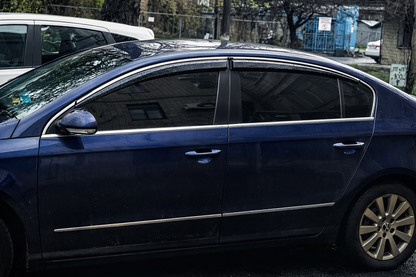 Window Deflectors with Chrome Trim (4 pcs, Sunplex Chrome) for Volkswagen Passat B6 2006-2012 - image 3