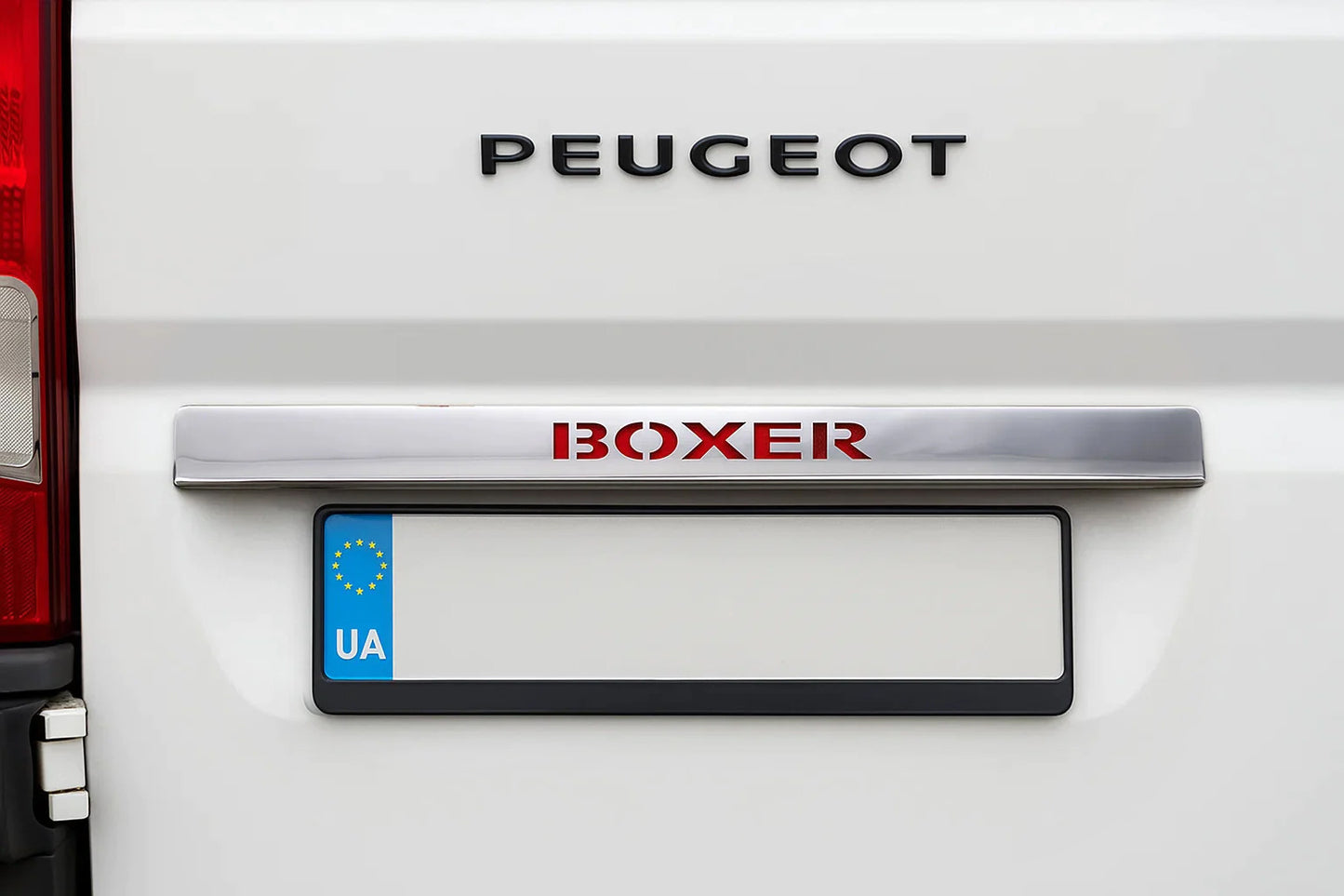 Chrome trim above license plate with LED red (stainless steel) for Peugeot Boxer 2006-2025 - image 1