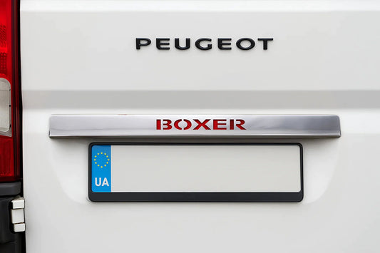 Chrome trim above license plate with LED red (stainless steel) for Peugeot Boxer 2006-2025 - image 1