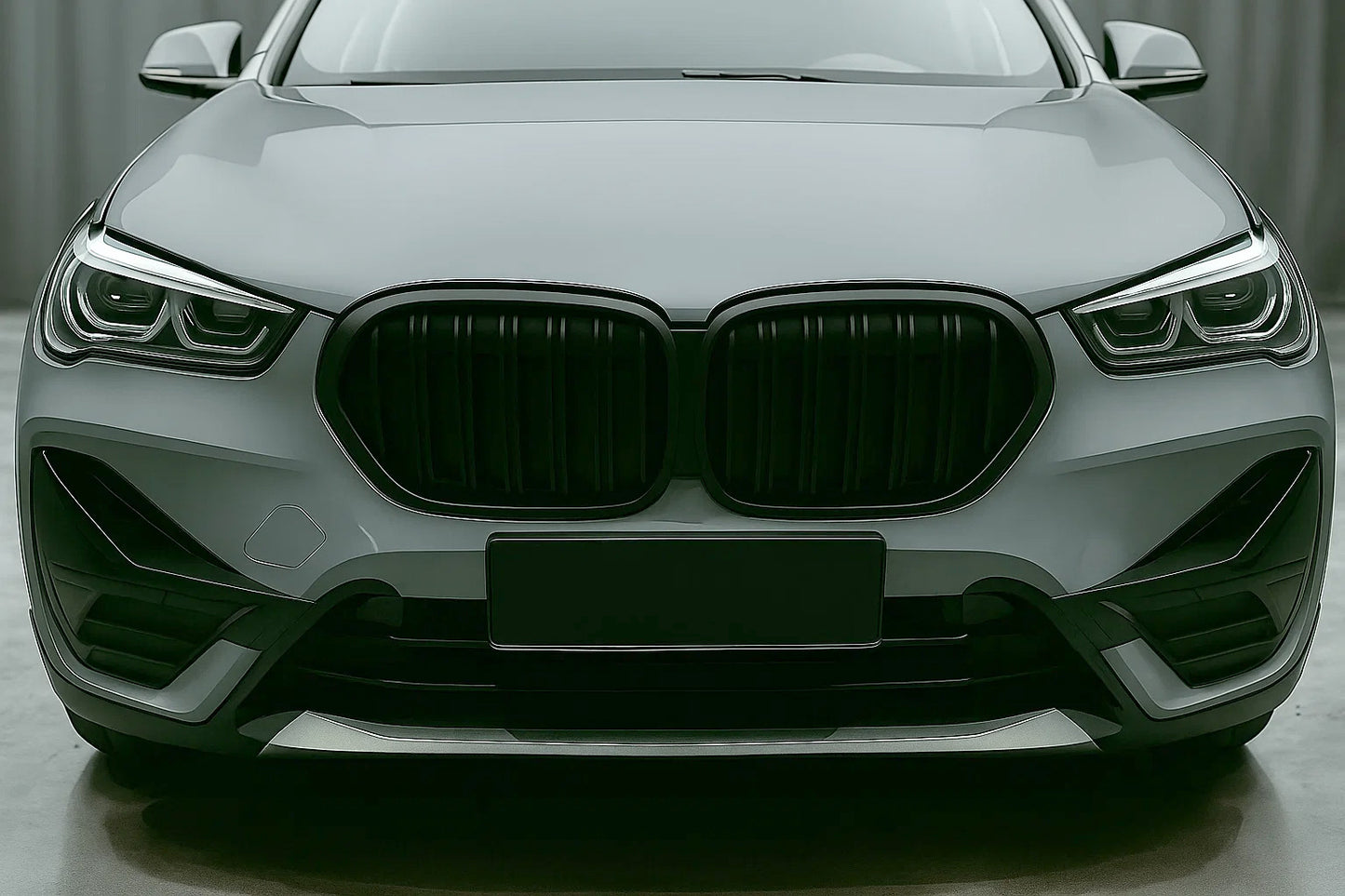 Kidney Grilles M-Look (2020-2022, Black Matte) for BMW X1 F48 2015-2022 - image 1