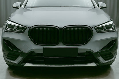 Kidney Grilles M-Look (2020-2022, Black Matte) for BMW X1 F48 2015-2022 - image 1