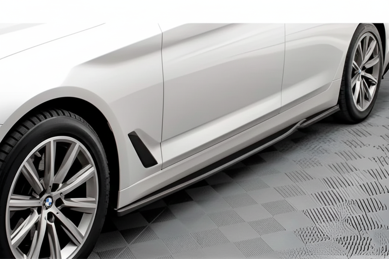 DPT V-2 Side Skirt Extensions (for M-Sport/M5 side skirts, Gloss Black) for BMW 5 Series G30/G31 2017-2023 - image 1