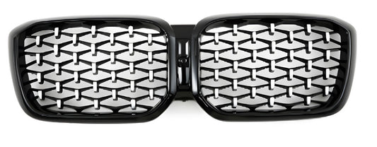 Diamond Silver Kidney Grilles (2021+, black trim) for BMW X3 G01 2018- - image 2