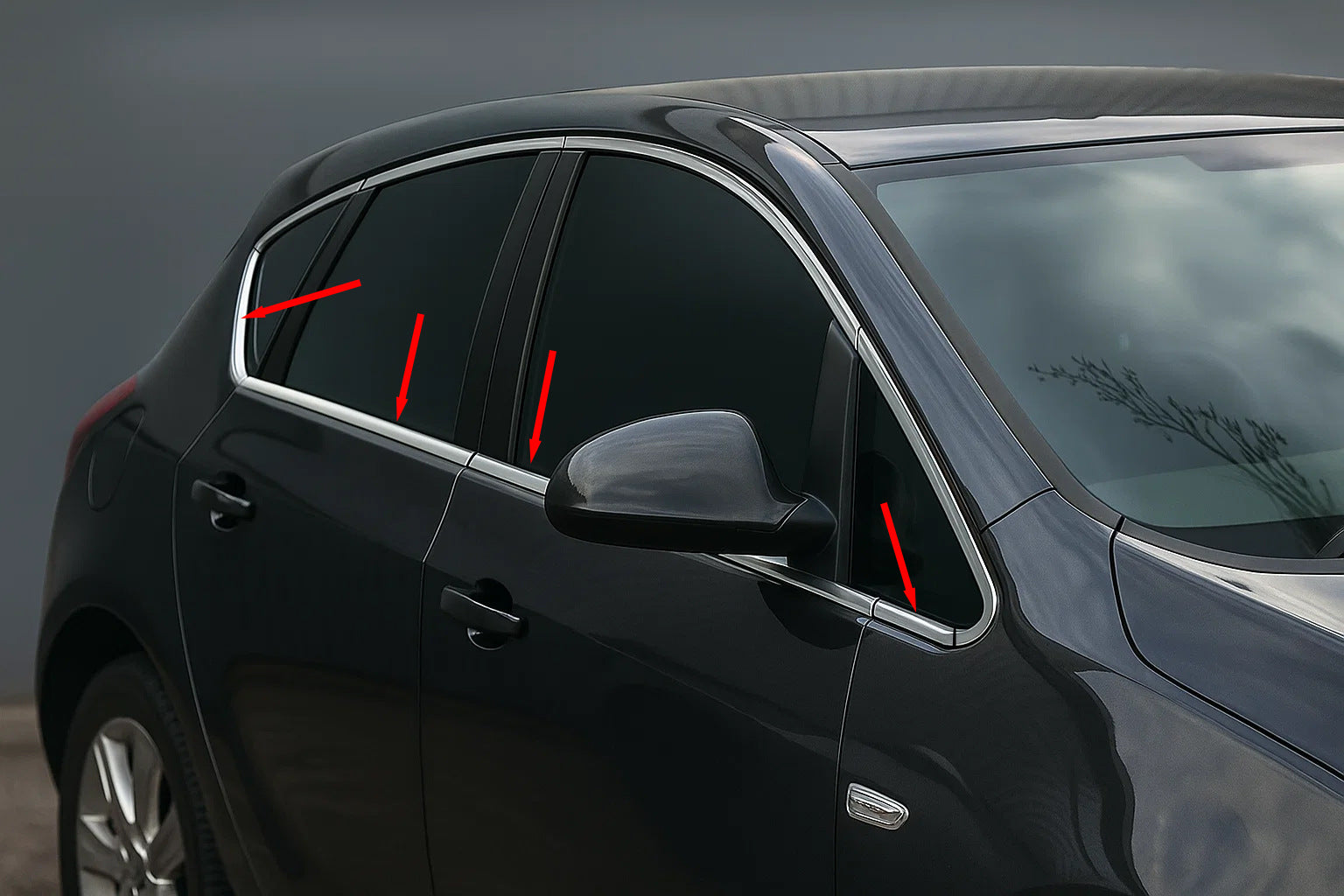 Window Lower Trim Chrome (Hatchback, 8 pcs, Stainless Steel) for Opel Astra J 2009-2015 - image 1