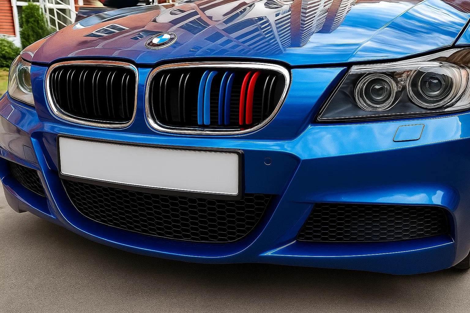 Kidney Grilles M-Look (for E-90/91 2008-2011, M-Color with Chrome Trim) for BMW 3 Series E90/E91 2005-2011 - image 1