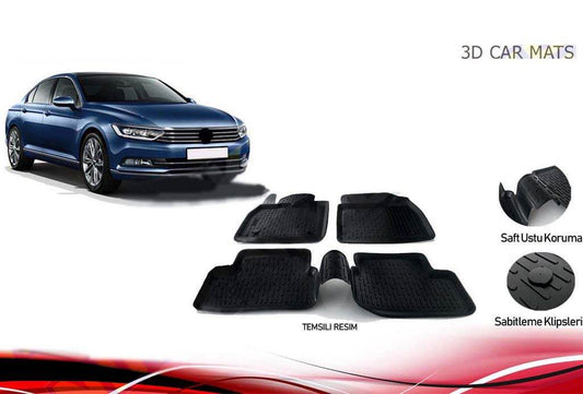 Rubber mats (4 pieces, Niken 3D) for Volkswagen Passat B8 2015-2023 - Reelken Auto