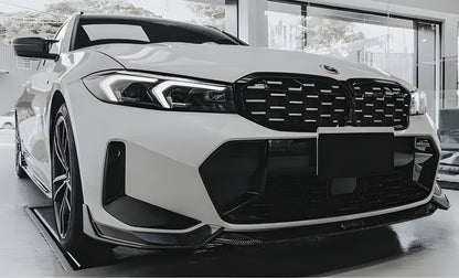 Diamond Silver Kidney Grilles (2022+, black trim) for BMW 3 Series G20/G21 2018- - image 1