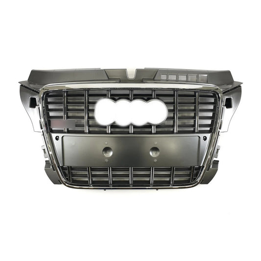 S-style front grille (2008-2012, gray with chrome) for Audi A3 2003-2012 - image 1