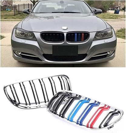 Kidney Grilles M-Look (for E-90/91 2008-2011, M-Color with Chrome Trim) for BMW 3 Series E90/E91 2005-2011 - image 2