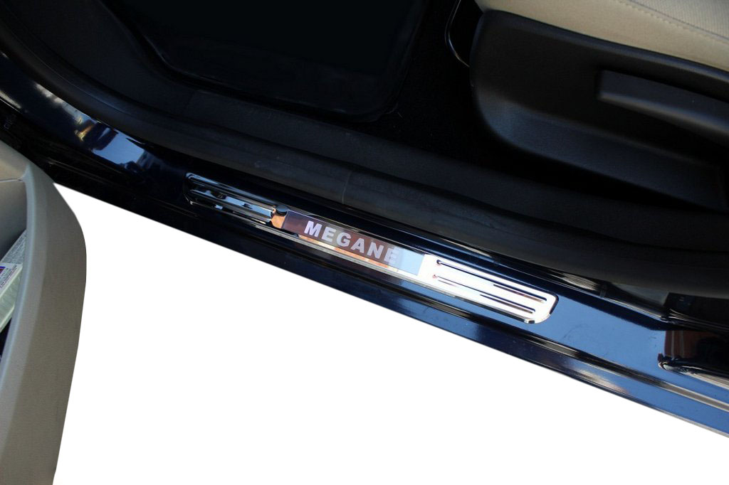 Wireless illuminated door sills (2 pcs, stainless steel) for Renault Megane I 1996-2004 - image 1