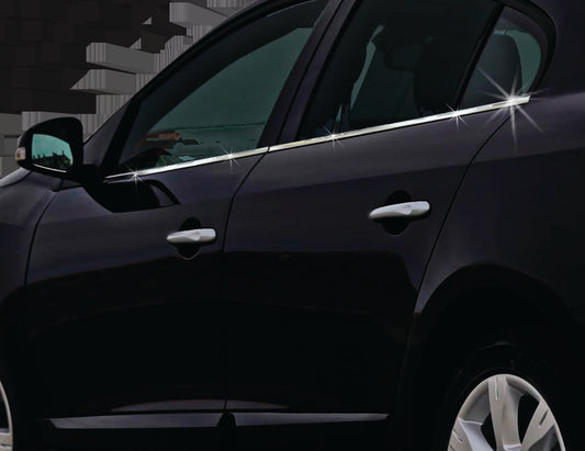The lower border of glass (4 pieces, stainless steel) for Renault Fluence 2009-2016 - image 2