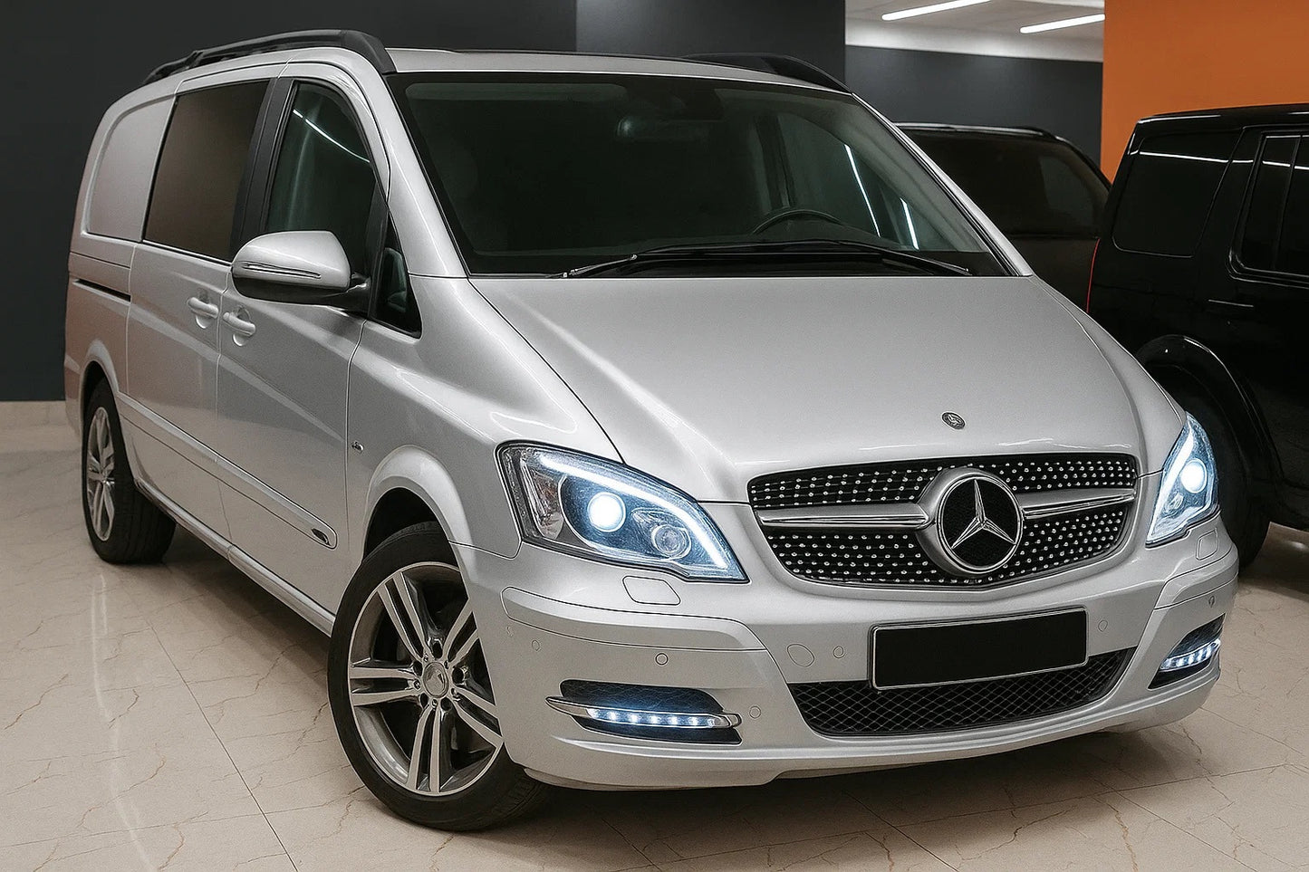 Front Grille Diamond Silver (2010-2014) for Mercedes Vito W639 2004-2014 - image 2