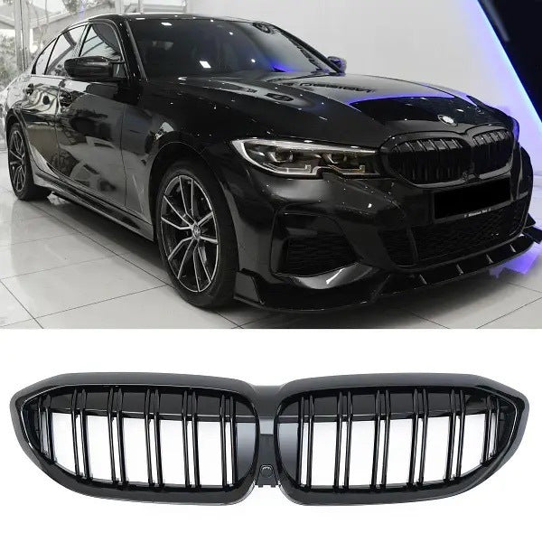 M-Look V2 Kidney Grilles (2018-2022, Gloss Black) for BMW 3 Series G20/G21 2018- - image 2