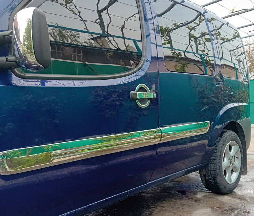 Door Moulding Wide Model (4 pcs, Stainless Steel) for Fiat Doblo I 2005-2010 - image 1