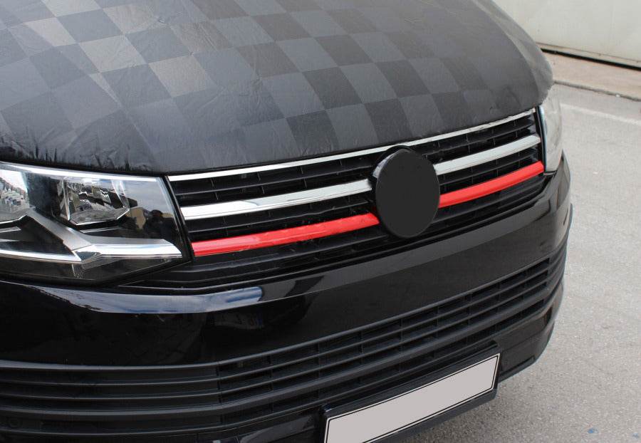 Covers for the grill upper 2015-2019 (2 pieces, red) for Volkswagen T6 - Reelken Auto