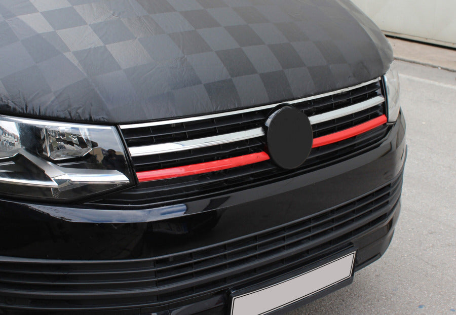 Chrome Lower Grille Trim 2015-2019 (2 pcs, red) for Volkswagen T6 2015-2024 - image 1