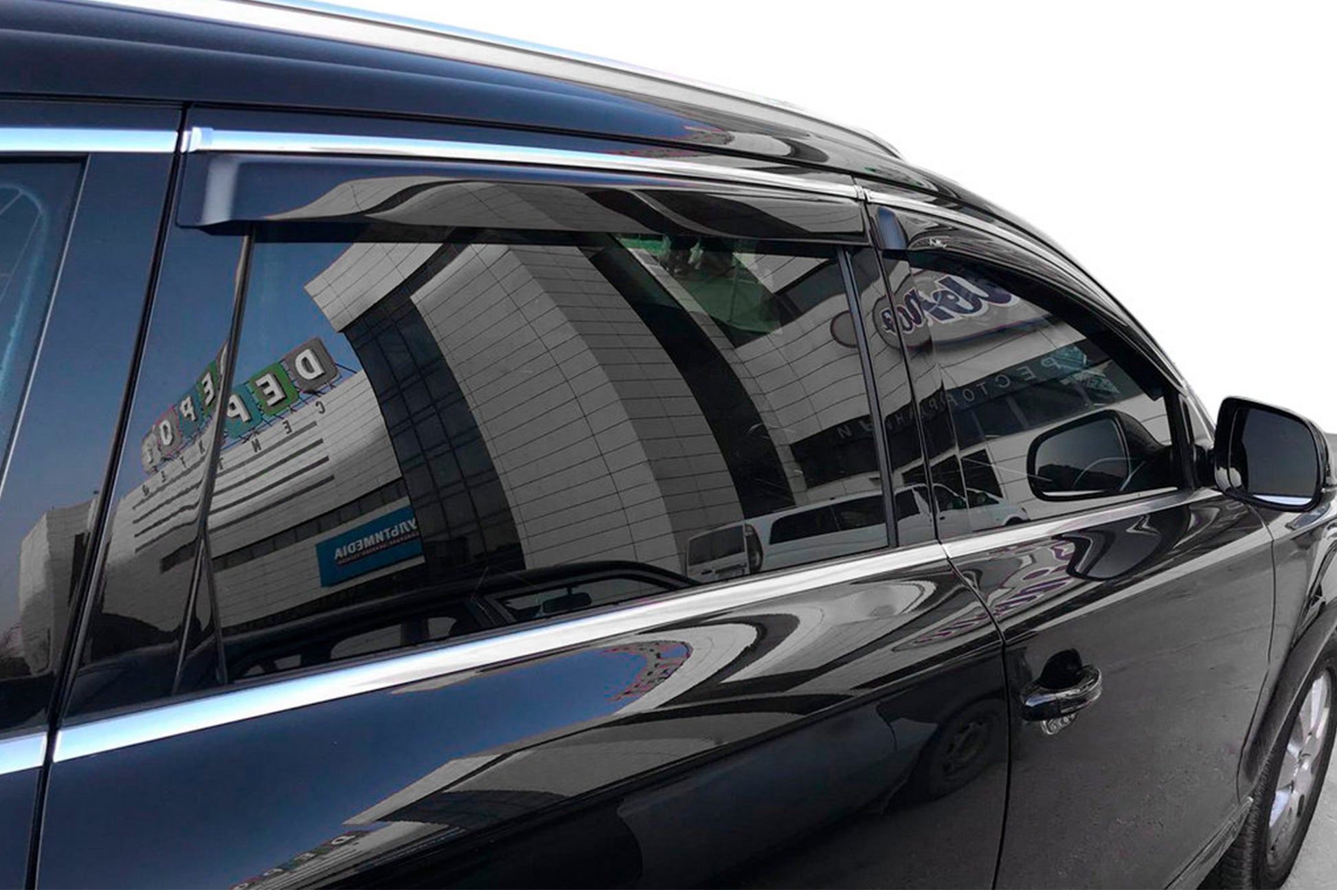 Window Deflectors with Chrome Trim SD (4 pcs, HIC) for Skoda Superb 2009-2015 - image 1
