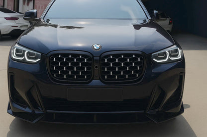Diamond Silver Kidney Grilles (2021+, black trim) for BMW X3 G01 2018- - image 1