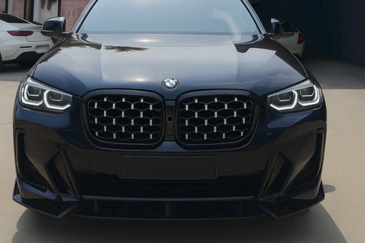 Diamond Silver Kidney Grilles (2021+, black trim) for BMW X3 G01 2018- - image 1