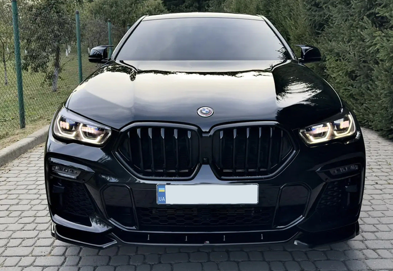 Kidney Grilles 1 Bar (2019-2022, Gloss Black) for BMW X6 G06 2019- - image 1