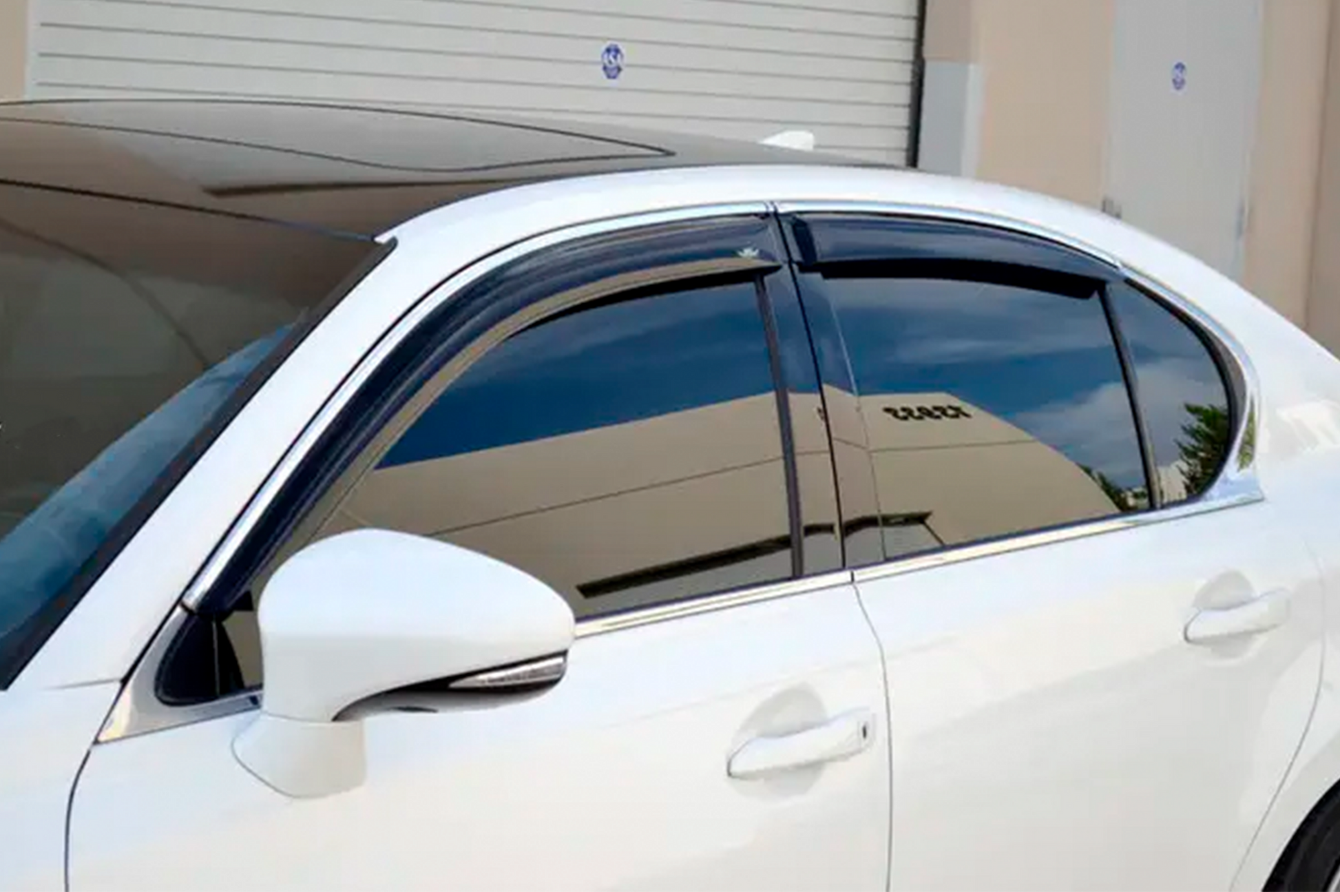 Window deflectors with chrome trim (4 pcs, HIC) for Lexus GS 2011-2020 - image 1