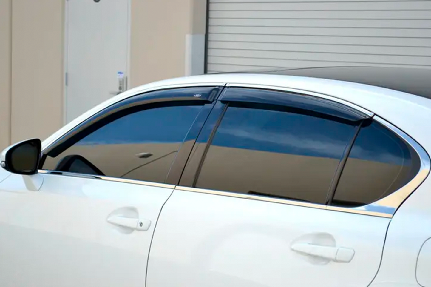 Window deflectors with chrome trim (4 pcs, HIC) for Lexus GS 2011-2020 - image 2