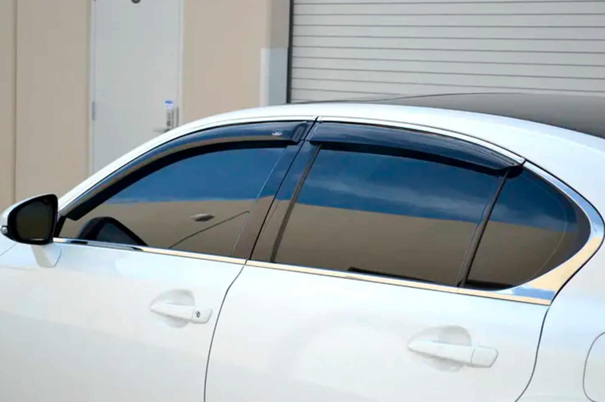 Window deflectors with chrome trim (4 pcs, HIC) for Lexus GS 2011-2020 - image 2