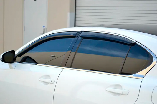 Window deflectors with chrome trim (4 pcs, HIC) for Lexus GS 2011-2020 - image 2