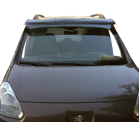 The visor on the windshield (gloss black, 5mm) for Peugeot Partner Tepee 2008-2018 - Reelken Auto