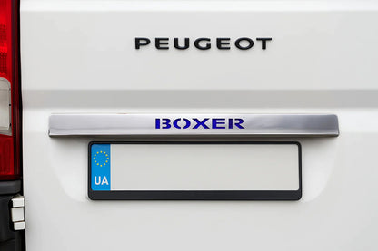 Chrome trim above license plate with LED blue (stainless steel) for Peugeot Boxer 2006-2025 - image 1