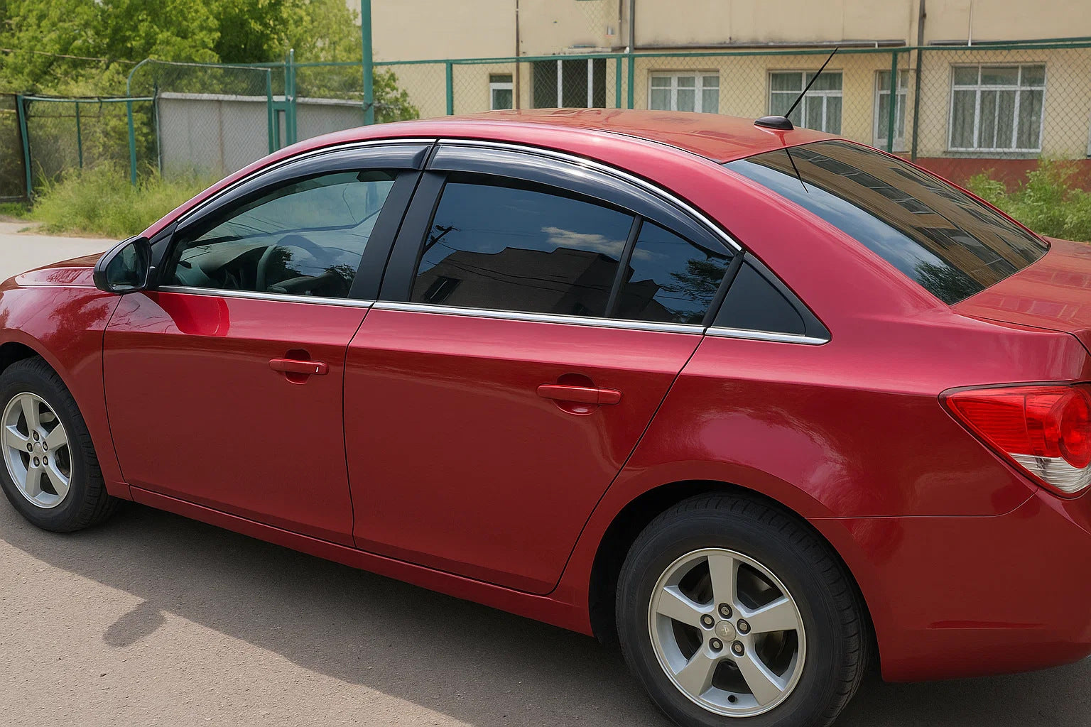 Window Deflectors with Chrome Trim SD (4 pcs, ABM) for Chevrolet Cruze 2009-2015 - image 1