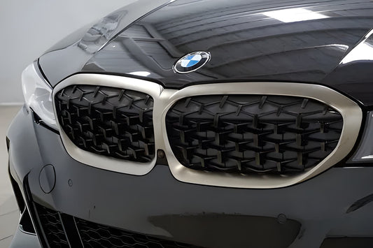 Diamond Black Kidney Grilles (2018-2022, Chrome Trim) for BMW 3 Series G20/G21 2018- - image 1